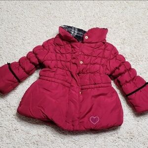 OshKosh B'gosh Pink Puffer Jacket with High Collar and Elastic Cuffs, 2T